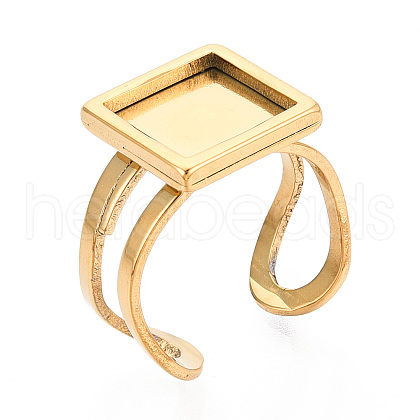 304 Stainless Steel Open Cuff Ring Components STAS-S080-041H-G-1