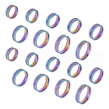 Unicraftale 18Pcs 9 Size 201 Stainless Steel Grooved Finger Rings Set for Men Women STAS-UN0045-59B-M-1