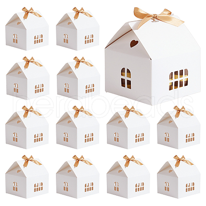House Shaped Kraft Paper Folding Gift Box with Hollow Window and Ribbon AJEW-WH0166-88B-1