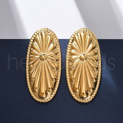 Oval 304 Stainless Steel Stud Earrings EJEW-Z109-01G-1