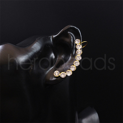 Rhinestone Cuff Earrings for Girl Women Gift EJEW-B042-01G-B-1