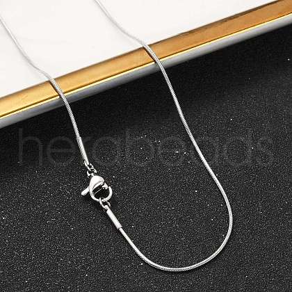 Non-Tarnish Classic Plain 304 Stainless Steel Mens Womens Snake Chain Necklaces X-STAS-M174-018P-B-1