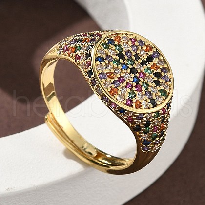 Brass Micro Pave Cubic Zirconia Cuff Rings for Women RJEW-A069-13G-01-1