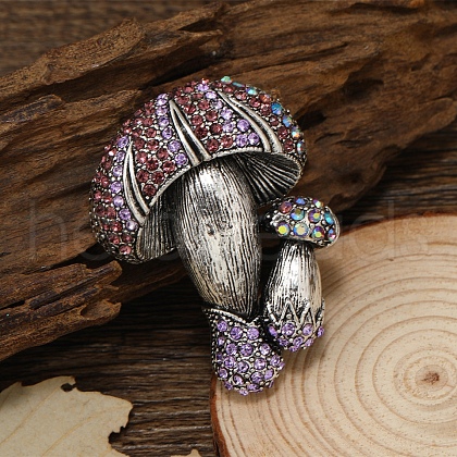 Mushroom Rhinestone Brooch Pin PW-WGEBA46-01-1