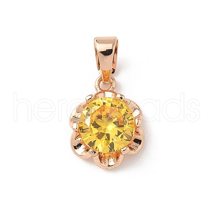 Brass Micro Pave Cubic Zirconia Pendants KK-D369-06KCG-1