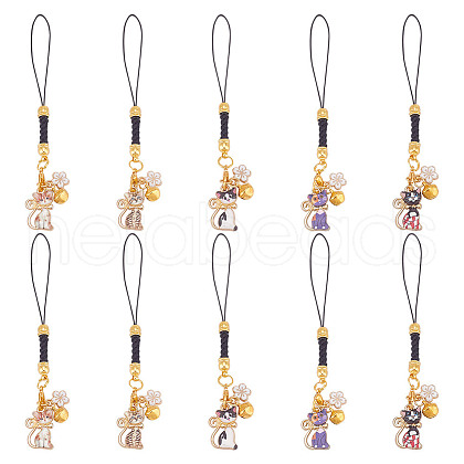 10Pcs 5 Styles Alloy Enmal Pendant Decorations HJEW-GO00019-1