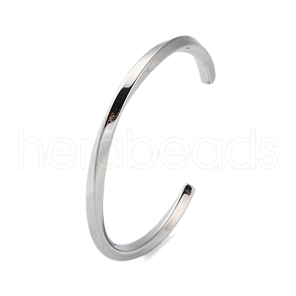 Stainless Steel Twist Open Cuff Bangles for Women BJEW-L689-02P-1
