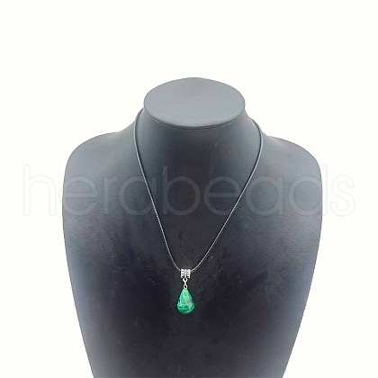 Faceted Synthetic Malachite Teardrop Pendant Necklaces for Women HH3388-7-1