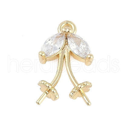Rack Plating Brass with Cubic Zirconia Pendants KK-Q018-04G-1