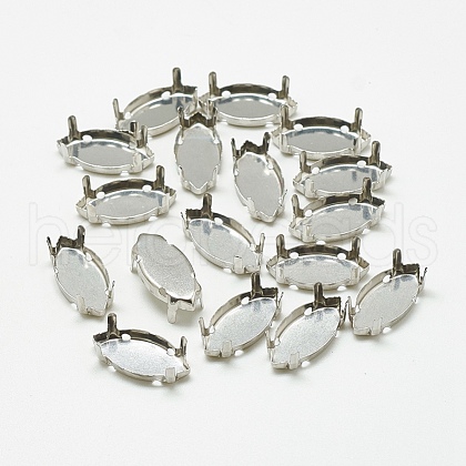 Non-Tarnish 201 Stainless Steel Sew on Prong Settings STAS-T032-04-4x8mm-1