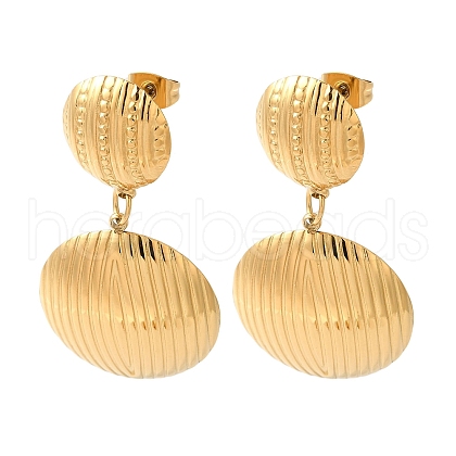 Textured Half Round Ion Plating(IP) 304 Stainless Steel Stud Earrings for Women EJEW-L287-015G-1