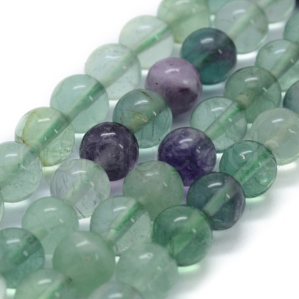 Natural Fluorite Beads Strands X-G-G763-06-8mm-1