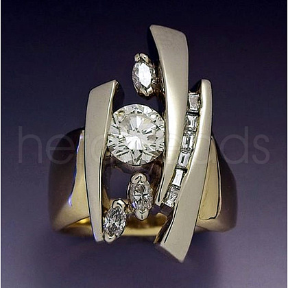 Horse Eye & Flat Round & Triangle Alloy with Crystal Rhinestone Finger Rings FS-WG6BE3E-01-1