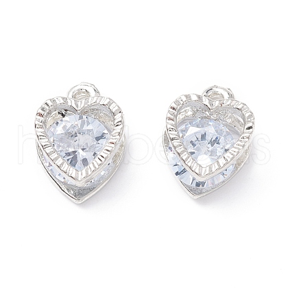 Alloy Clear Cubic Zirconia Charms ZIRC-A022-03P-1