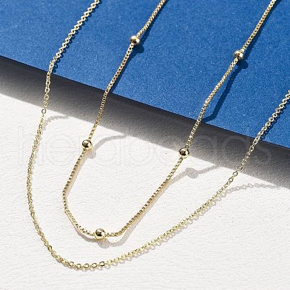 Brass Double Layer Necklaces NJEW-D302-52G-1