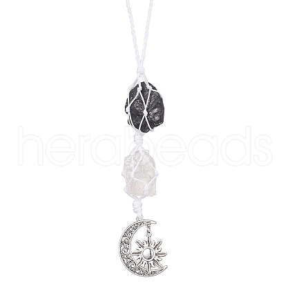 Nuggets Raw Natural Tourmaline & Quartz Crystal Pouch Pendant Decorations HJEW-JM01925-02-1