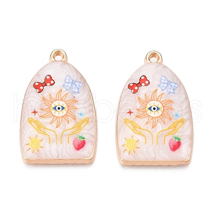 Printed Rack Plating Alloy Enamel Pendants ENAM-T020-03D-1