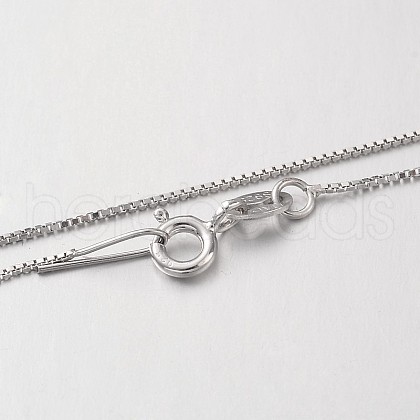 Anti-Tarnish Rhodium Plated 925 Sterling Silver Box Chain Necklaces NJEW-N0048-02-18-1