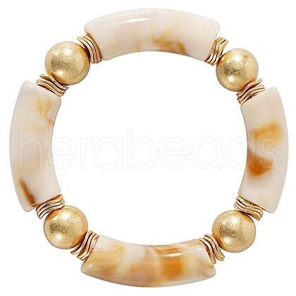 Fashionable Women's Chunky Curved Acrylic Tube Beads Stretch Bracelets AP8792-12-1