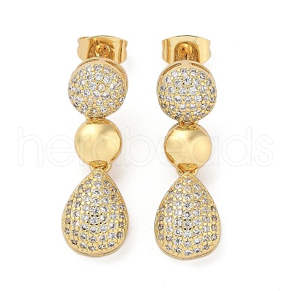 Brass Micro Pave Cubic Zirconia Dangle Stud Earrings EJEW-P252-06B-G-1