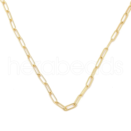 Rack Plating Brass Paperclip Chain Necklaces NJEW-Q348-01G-1