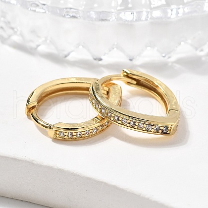 Brass Micro Pave Clear Cubic Zirconia Huggie Hoop Earrings EJEW-A058-26G-1