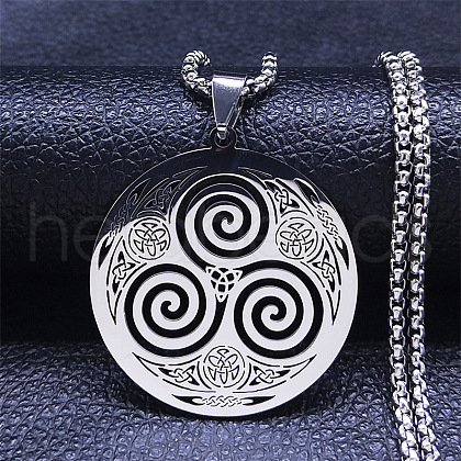 Stainless Steel Triskele Triskelion Pendant Necklace for Men OD7833-2-1