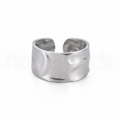 304 Stainless Steel Hammered Cuff Ring RJEW-N038-045P-1