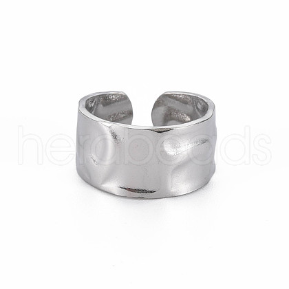 Non-Tarnish 304 Stainless Steel Hammered Cuff Ring RJEW-N038-045P-1