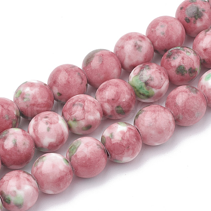 Dyed Natural Ocean White Jade Round Bead Strands G-R295-6mm-12-1