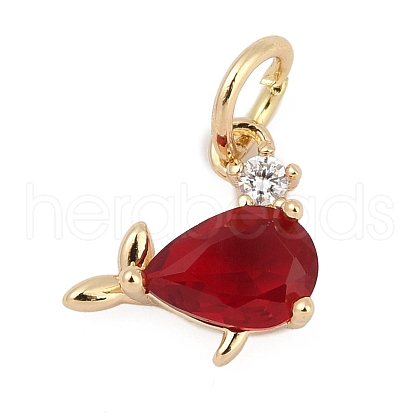 Brass Pave Cubic Zirconia Charms KK-Q096-14A-G-1