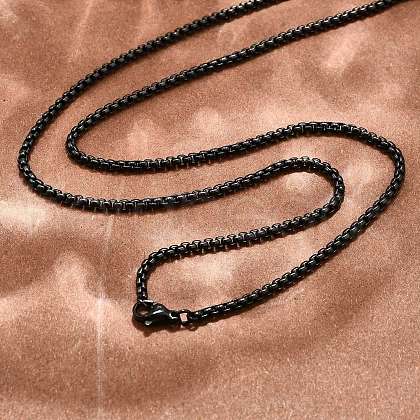 304 Stainless Steel Box Chain Necklaces X-NJEW-P244-01B-1