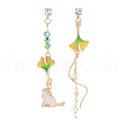 Asymmetrical Golden Alloy Enamel  Stud Earrings EJEW-Z061-01G-01-1
