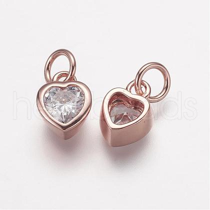 Brass Micro Pave Grade AAA Cubic Zirconia Charms ZIRC-K059-10RG-NR-1