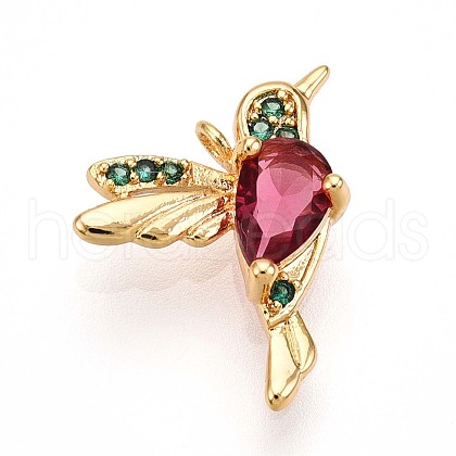 Brass Micro Pave Cubic Zirconia Charms KK-N261-11G-1