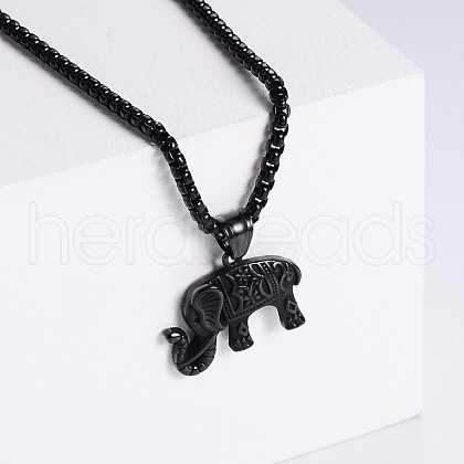 Retro Rock Punk Men's Elephant Stainless Steel Pendant Necklaces QH3291-3-1