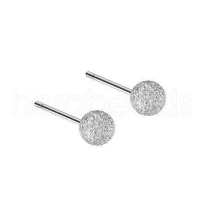 Anti-Tarnish Rhodium Plated 999 Fine Silver Texture Round Stud Earrings for Women EJEW-S215-08P-1