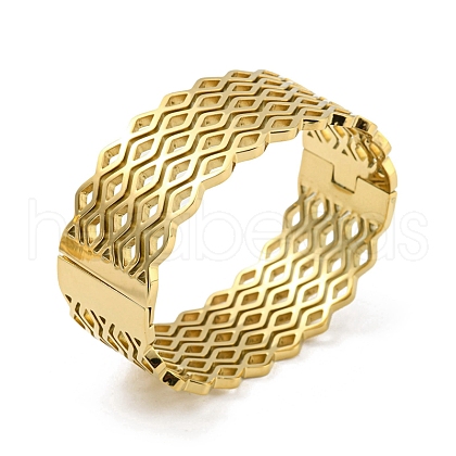 304 Stainless Steel Hollow Out Hinged Bangles for Women BJEW-D044-02A-G-1