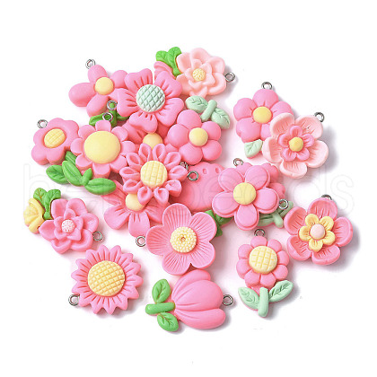 20Pcs 20 Styles Opauqe Resin Pendants RESI-V001-01-1