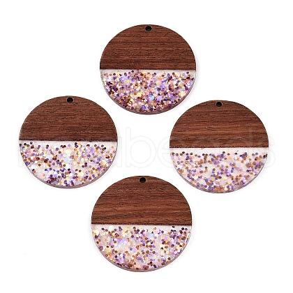 Epoxy Resin & Walnut Wood Pendants RESI-T057-10C-1