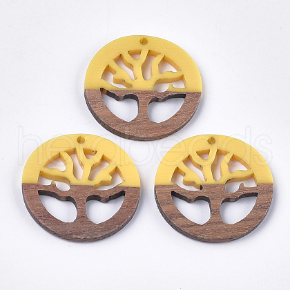 Resin & Walnut Wood Pendants RESI-S358-37B-1