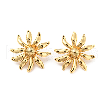Rack Plating Brass Flower Stud Earrings for Women EJEW-F326-15G-1