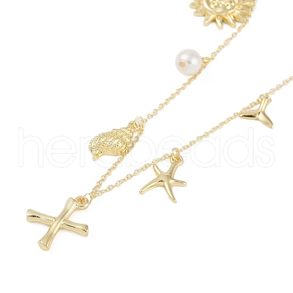 Bohemian Summer Beach Style 18K Gold Plated Shell Shape Initial Pendant Necklaces IL8059-24-1