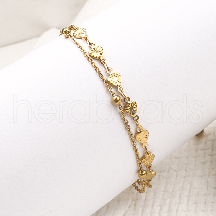 304 Stainless Steel Multi-strand Link Chain Anklets AJEW-P128-01G-1