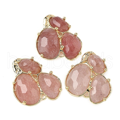 Natural Strawberry Quartz Links connectors G-E526-28I-1