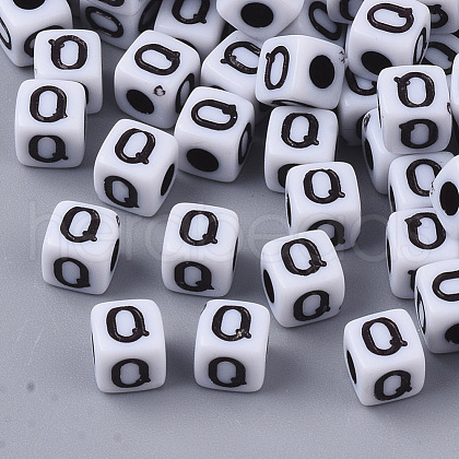 White Opaque Acrylic Beads X-MACR-R869-02Q-1