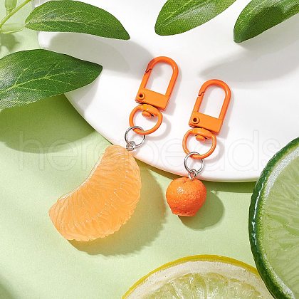Resin Orange Pendant Decorations HJEW-JM02546-1