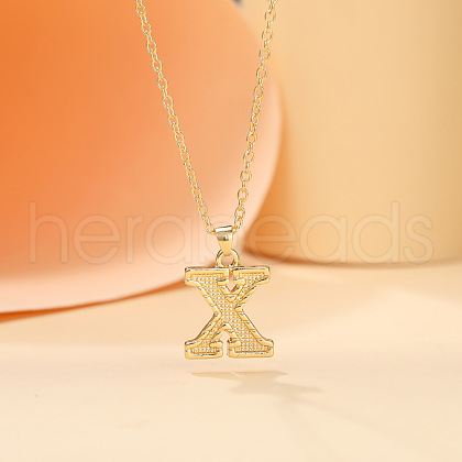 Alloy Textured Initial Pendant Necklaces FS-WG9837C-24-1