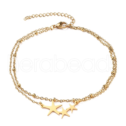 Ion Plating(IP) 304 Stainless Steel Multi-strand Anklets X-AJEW-AN00332-02-1