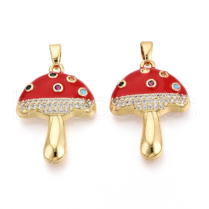 Brass Micro Pave Cubic Zirconia Pendants KK-N257-54G-1